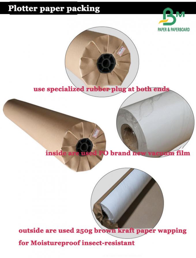 36 petit pain de papier à dessin de DAO de pouce 50gsm 55gsm 60gsm de pouce 65 pour la fabrication de vêtement