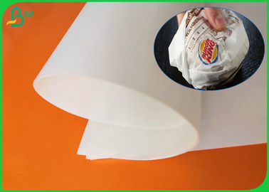 Petit pain blanc brillant de papier d'hamburger enduit par côté résistant de catégorie comestible de l'huile 30gsm 35gsm 40gsm un pour des paquets d'hamburger