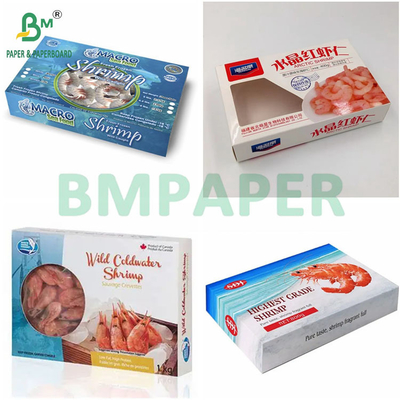 250g + 15g 18g Carton blanc couché PE pour la fabrication de boîtes d'emballage de crevettes surgelées