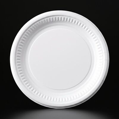 Revêtement PET Assiette à dîner Matériau papier Couleur blanche Plateau alimentaire en papier