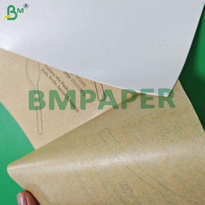 Printable 40gsm + 15g PE White Brown Kraft Paper For Cutlery Wrapping 160mm