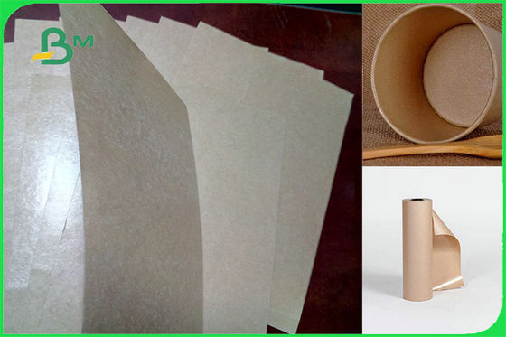 Papier enduit de Brown emballage de PE simple de FSC FDA lisse et brillant pour des tasses de café