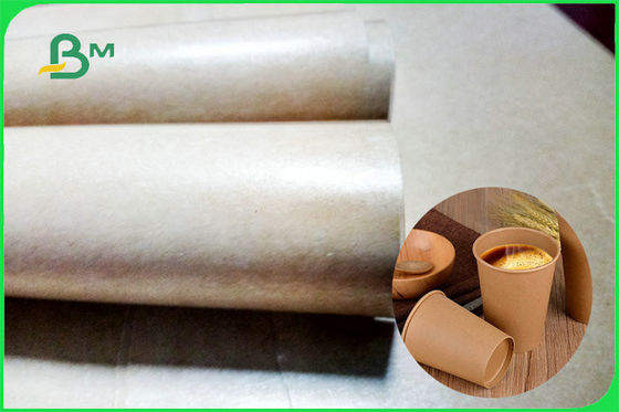 Papier enduit de Brown emballage de PE simple de FSC FDA lisse et brillant pour des tasses de café