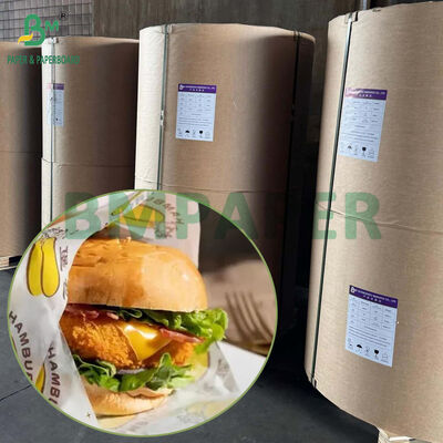 Rouleau de papier blanc 40GSM de qualité alimentaire résistant à la graisse pour l'emballage de hamburgers et de sandwichs
